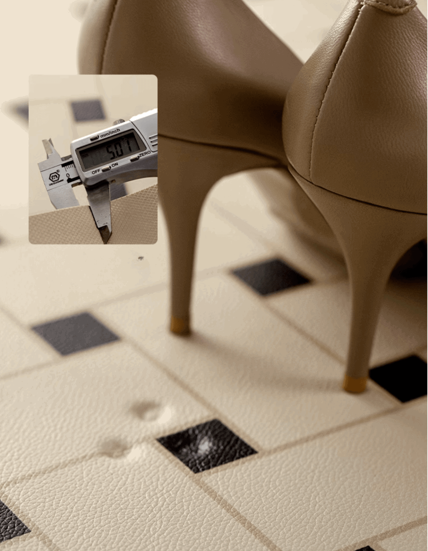 Zuumat checkerboard door mat-enterway with beige and black squares featuring durable textured surface under high heels