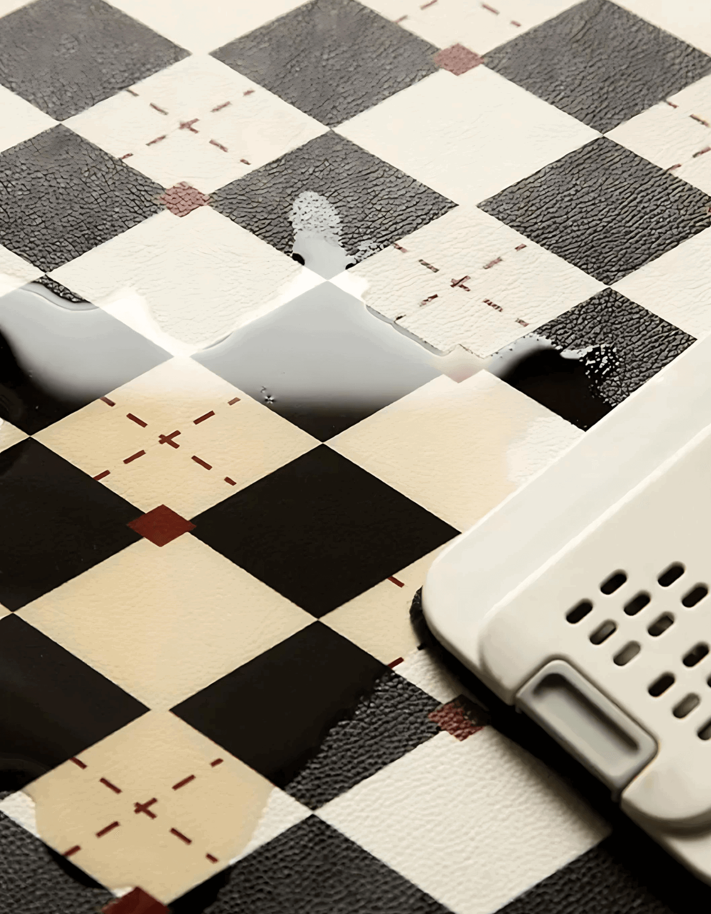 Zuumat decorative non-slip door mat with black and white checkered pattern under washing machine