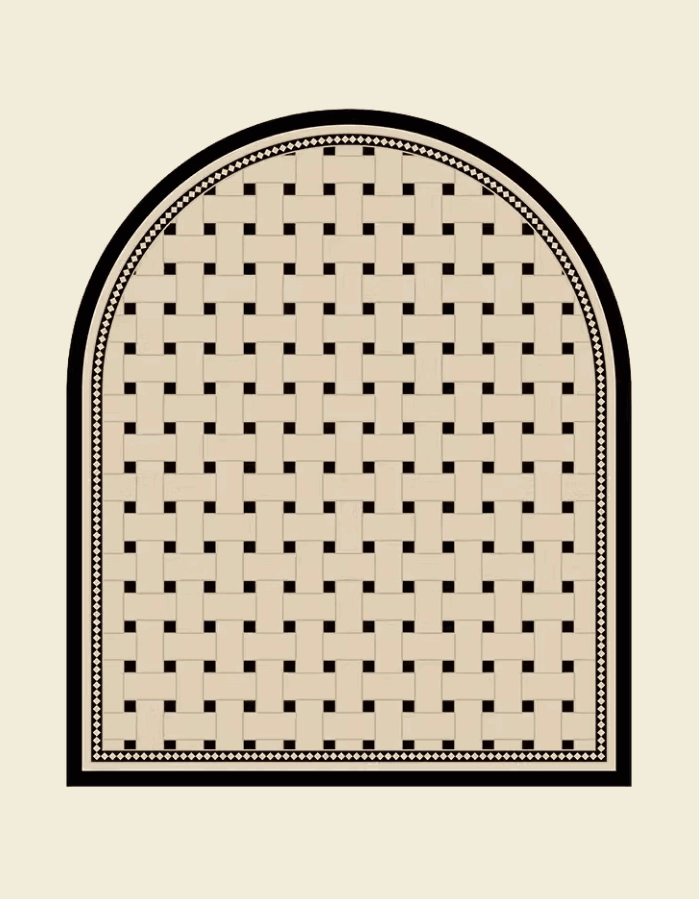 Zuumat checkerboard door mat-enterway with black and beige woven pattern and rounded top design
