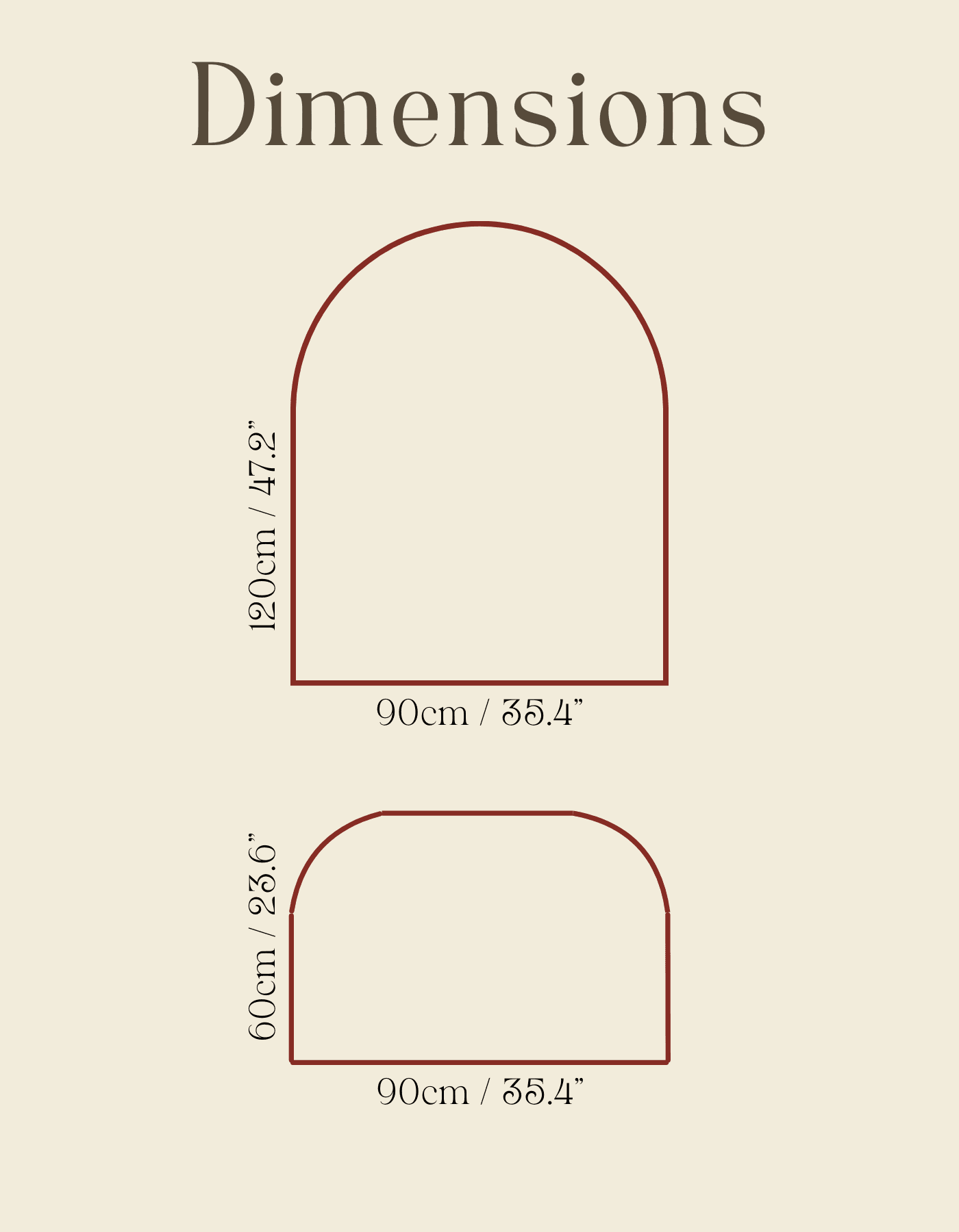 Dimensions diagram of Zuumat door mat showing 90cm width and two height options for red border floral floor mat